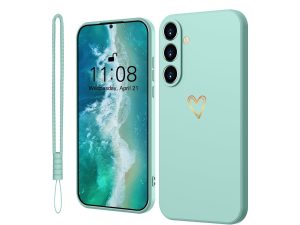 OLV for Samsung Galaxy S23 5G Case Silicone with Gold Love Heart, Cell Phone Case Samsung Galaxy S23 5G Thin Case Slim Scratch-Resistant All-Round Protection Protective Case for Samsung Galaxy S23 5G